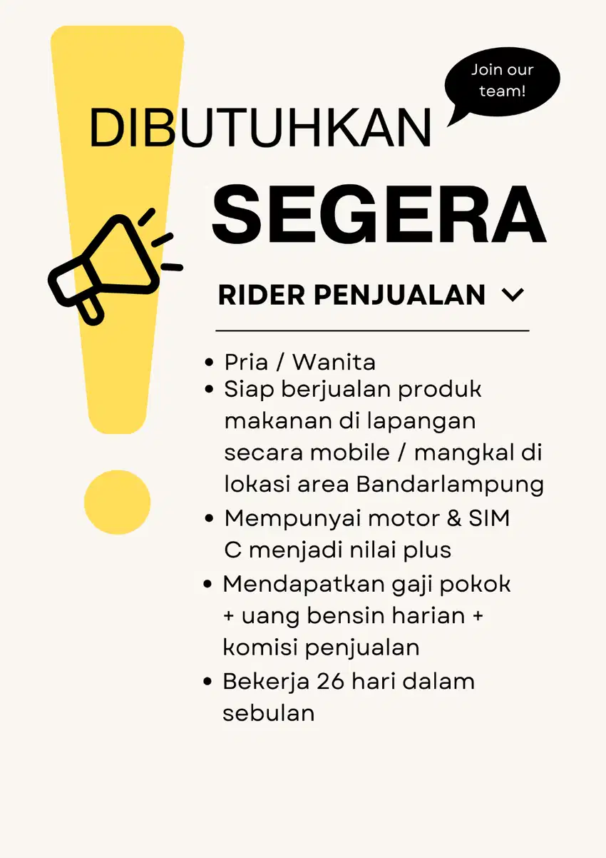 LOWONGAN KERJA RIDER KELILING