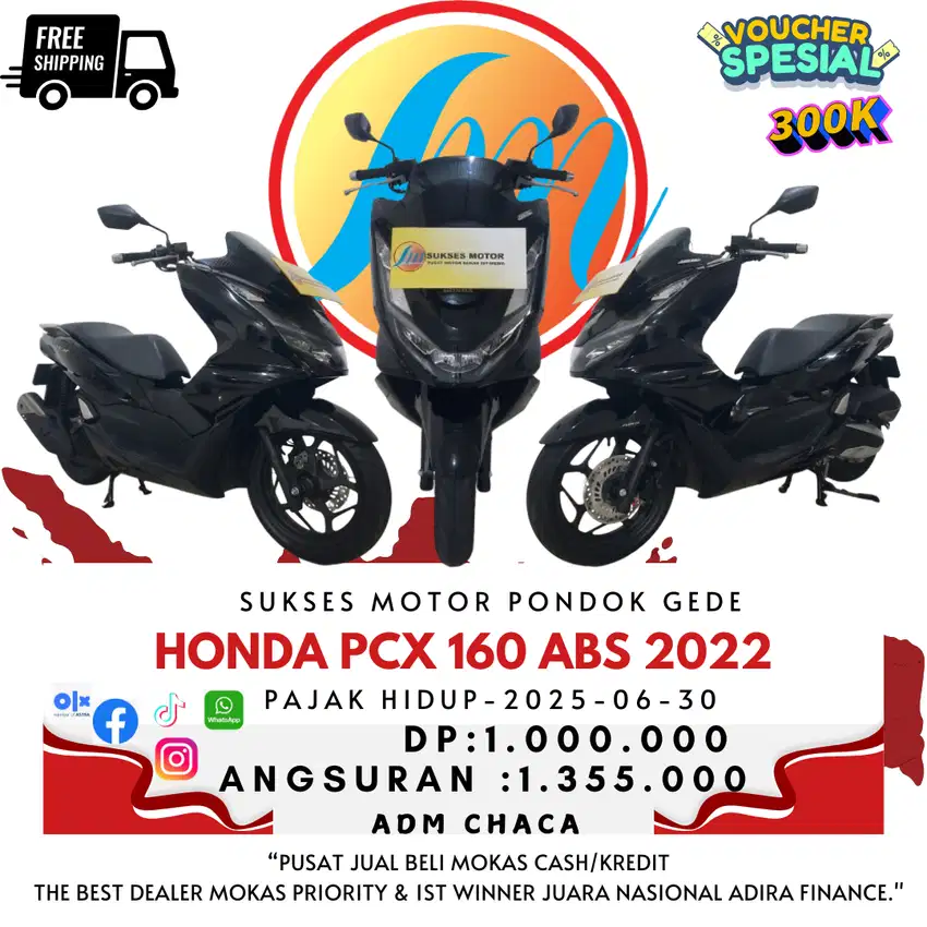 HONDA PCX 160 ABS 2022 PLAT DEPOK DP 1.000 LIKE NEW