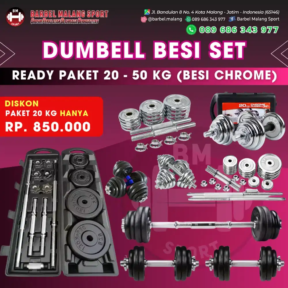 Dumbell Besi Set Chrome Harga Promo