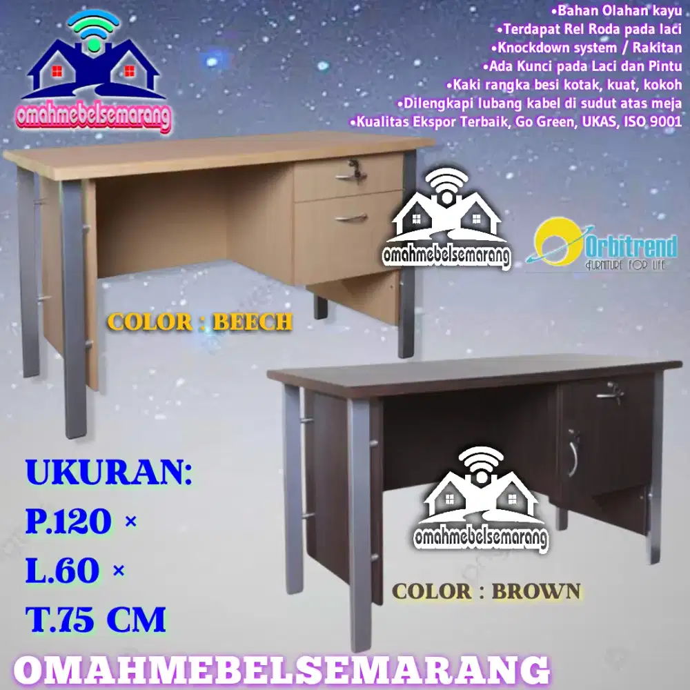 Meja tulis Kerja Kantor kaki besi 120 ORBITREND OST 1061 office desk