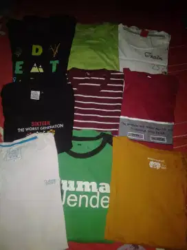 9 pcs kaos campur pendek panjang ga bisa milih.100rb dapat semua