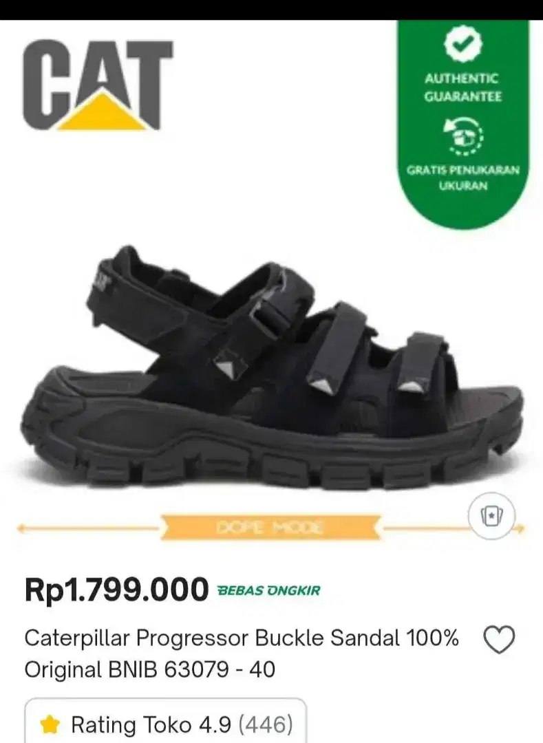 Caterpillar Sandals Progressor Buckle In Black/grey 40