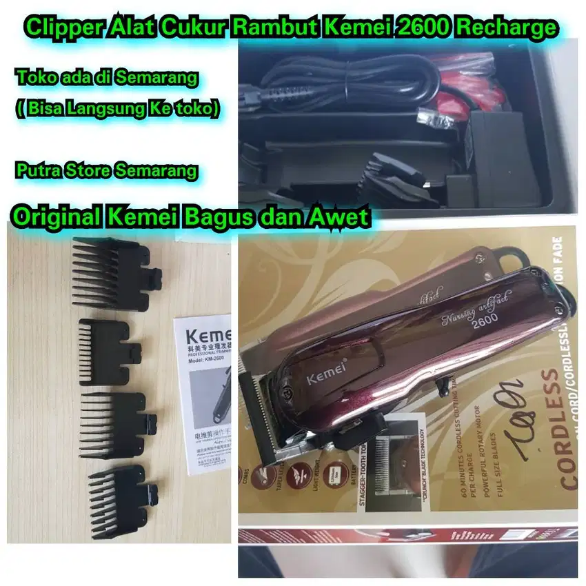 Clipper Alat Cukur Kemei 2600 Rechargeable Alat cukur rambut Cas Klipe