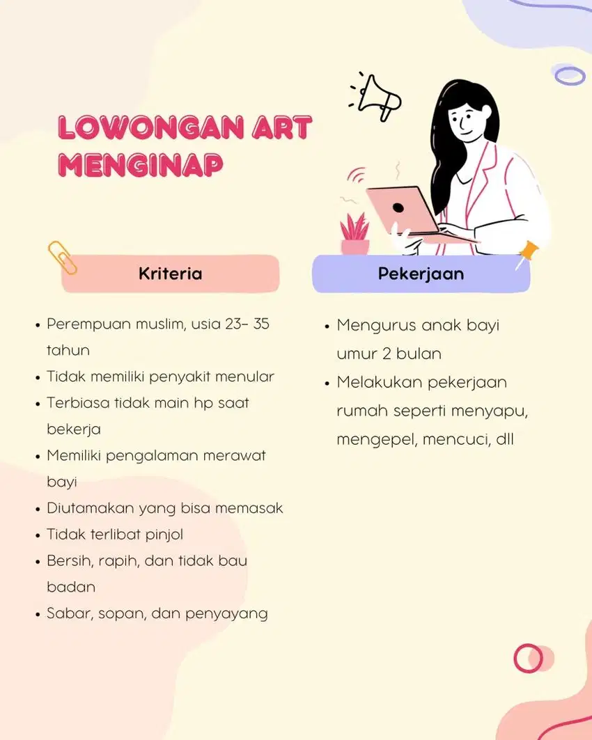 Lowongan kerja ART ngurus bayi