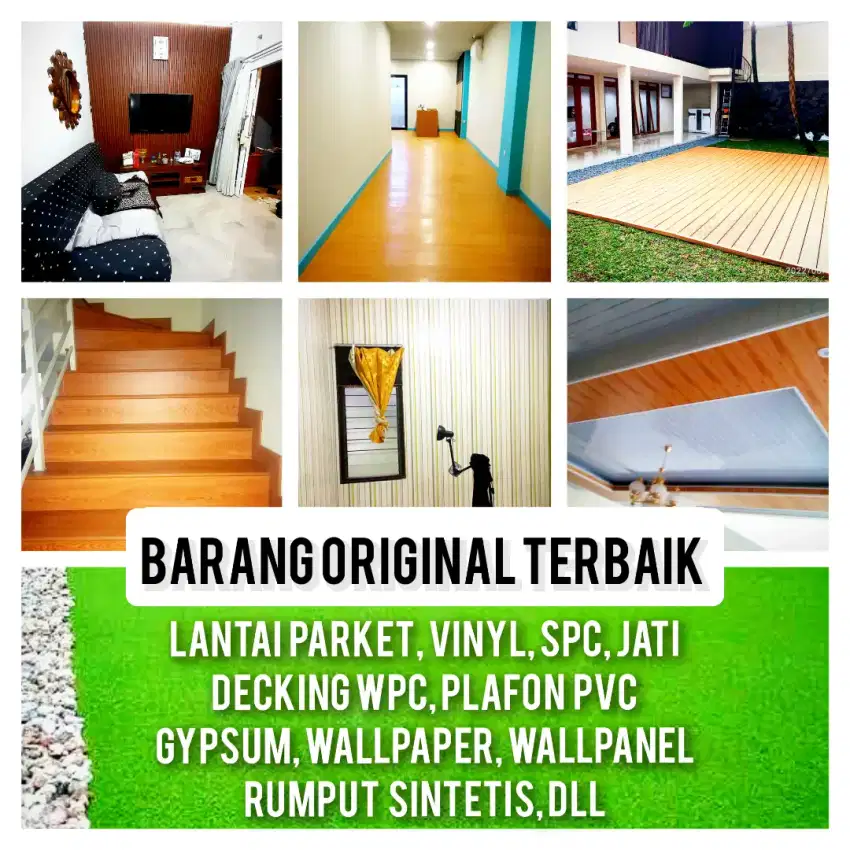 Lantai kayu ideal,spc,parquet,vinyl,decking,wpc,wallpanel,wallboard