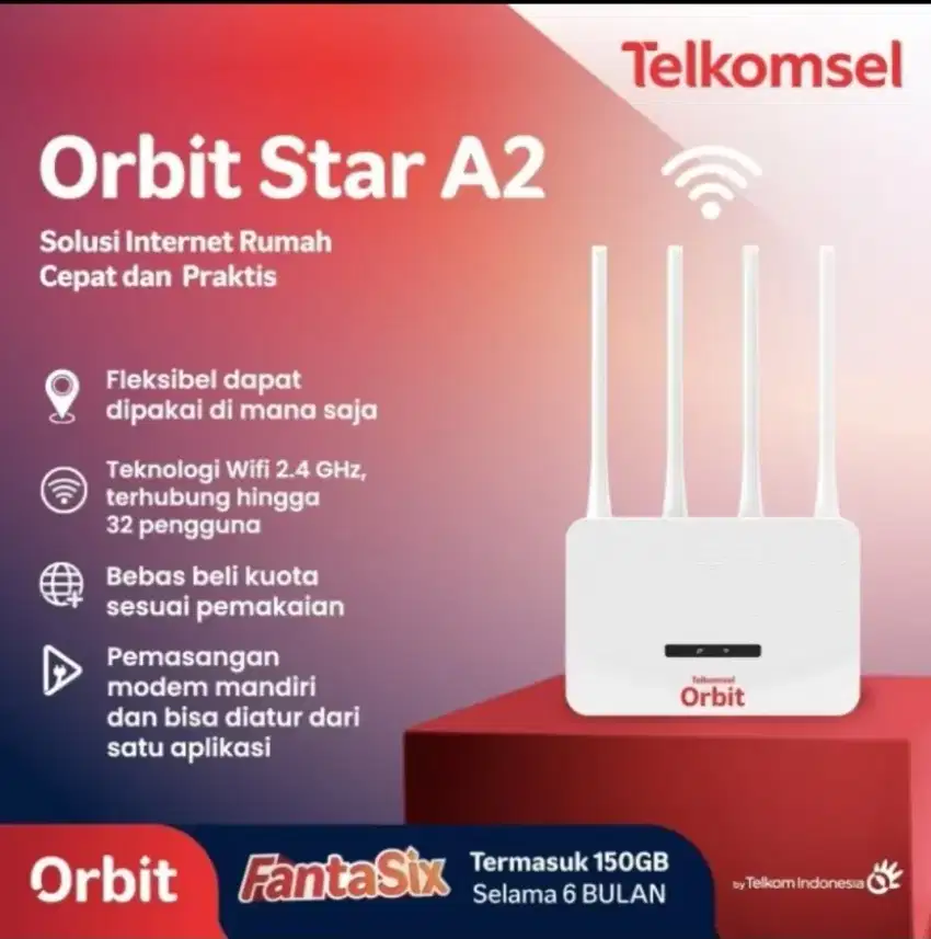 Modem Telkomsel Orbit Star A2 new Free 150 Gb selama 6 bulan