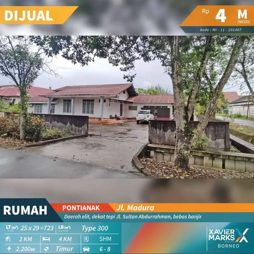 Dijual rumah di Jl. Madura, Pontianak