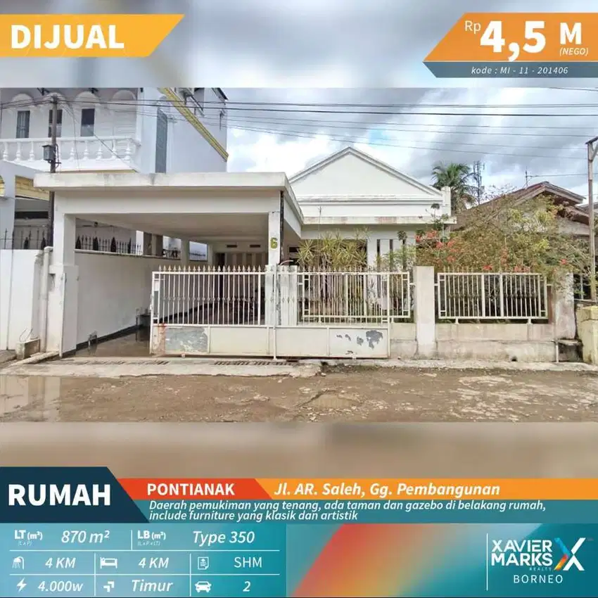 Dijual Rumah Gg Pembangunan, Pontianak