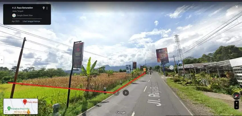 Dijual tanah kosong pinggir jln raya Baturaden Purwokerto,dekat wisata