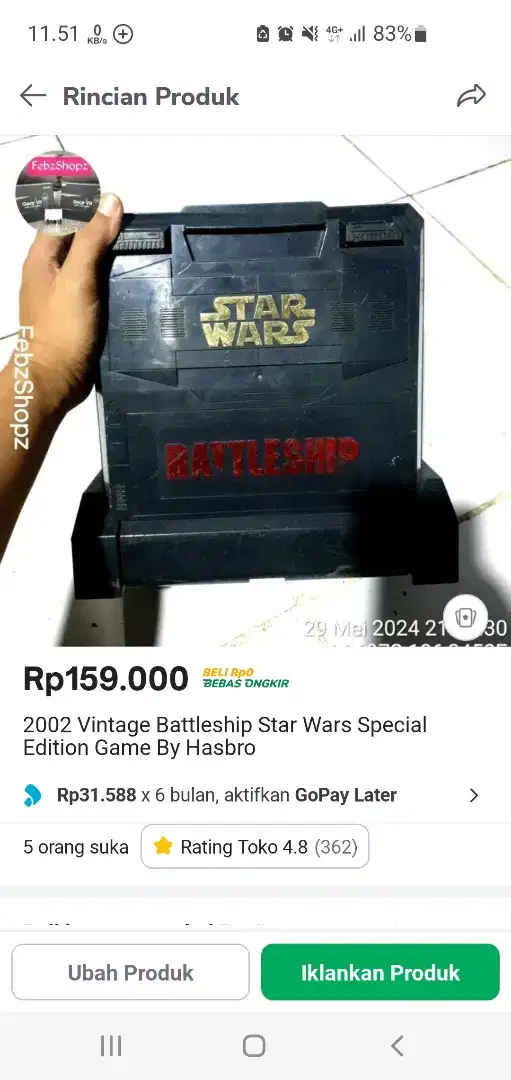 2002 Vintage Battleship Star Wars Special Edition Game By Hasbro