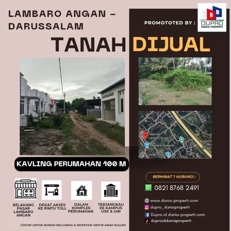 Darussalam - Tanah Kavling Murah di Komplek dekat Pasar Lambaro Angan