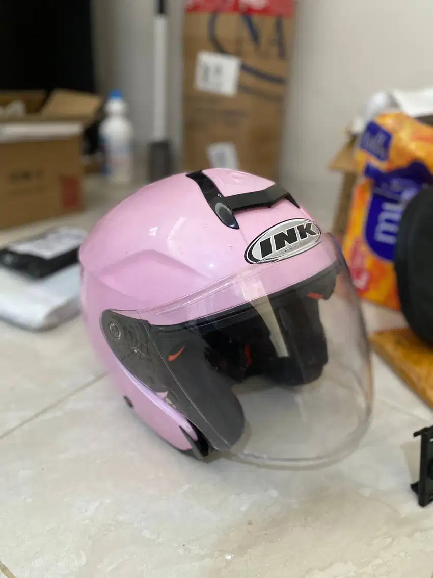 HELM INK DYNAMIC SOLID SAKURA PINK HALF FACE INK HELM DYNAMIC