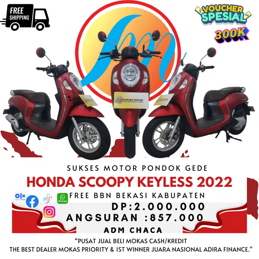 HONDA SCOOPY KEYLESS TAHUN 2022 FREE BBN BEKASI KABUPATEN