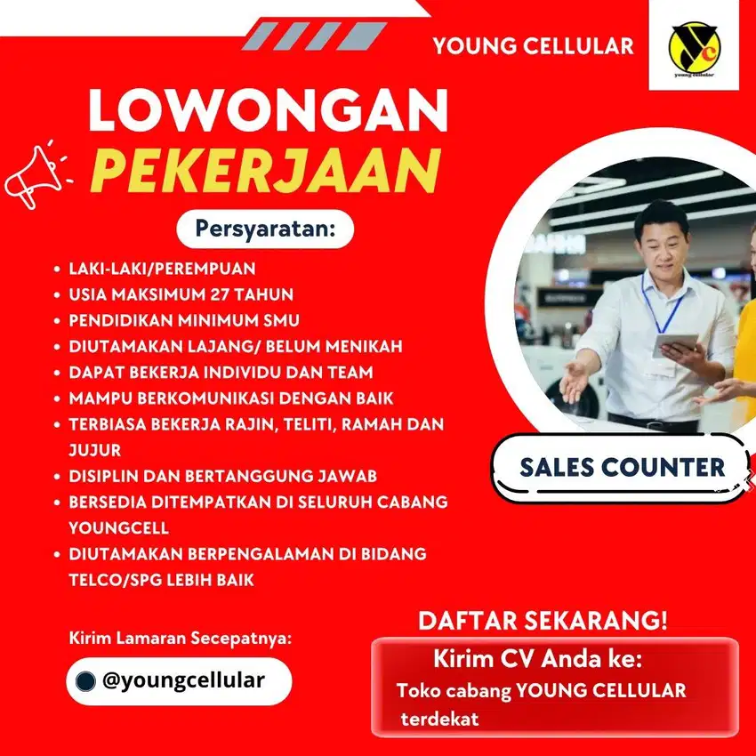 lowongan pekerjaan sales counter hp dibutuhkan perempuan