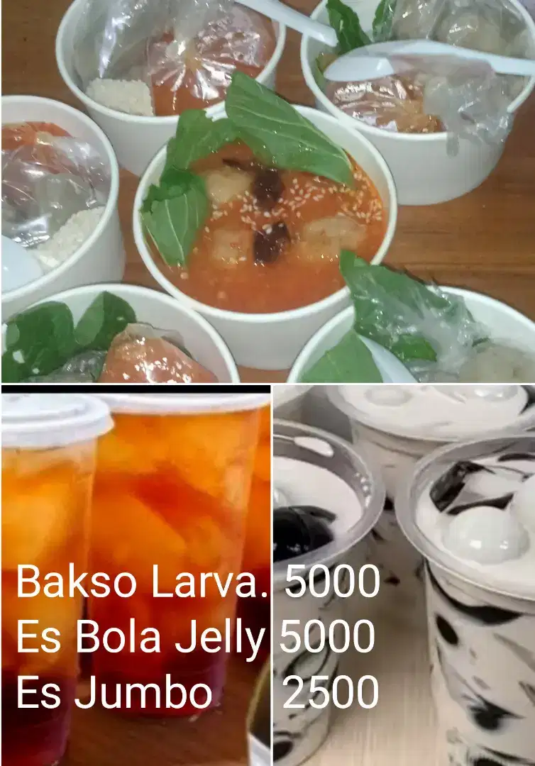 Fried chicken baso larva dan es bola jelly