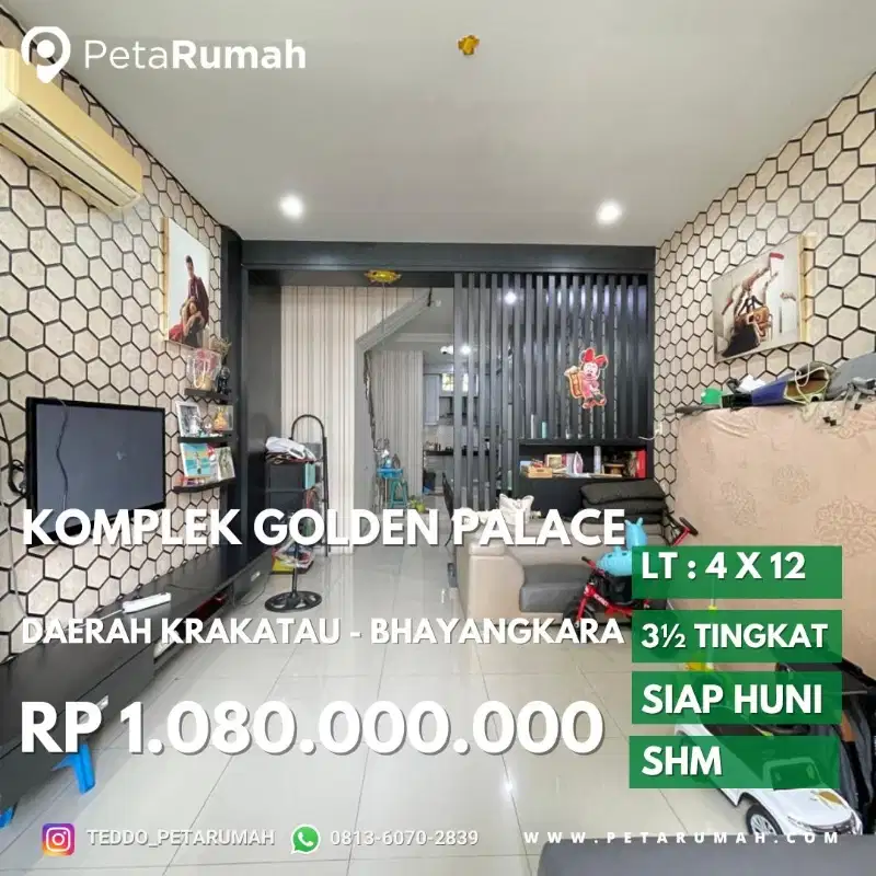 townhouse cantik golden palace daerah bhayangkara krakatau pancing