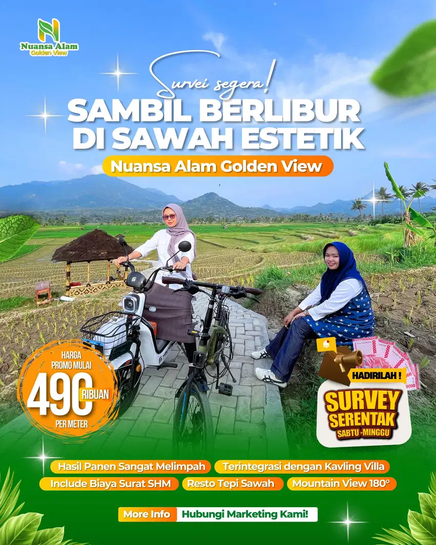 Tanah Kavling Sawah Produktif Bogor Timur 1,5 Jam dari Jakarta SHM