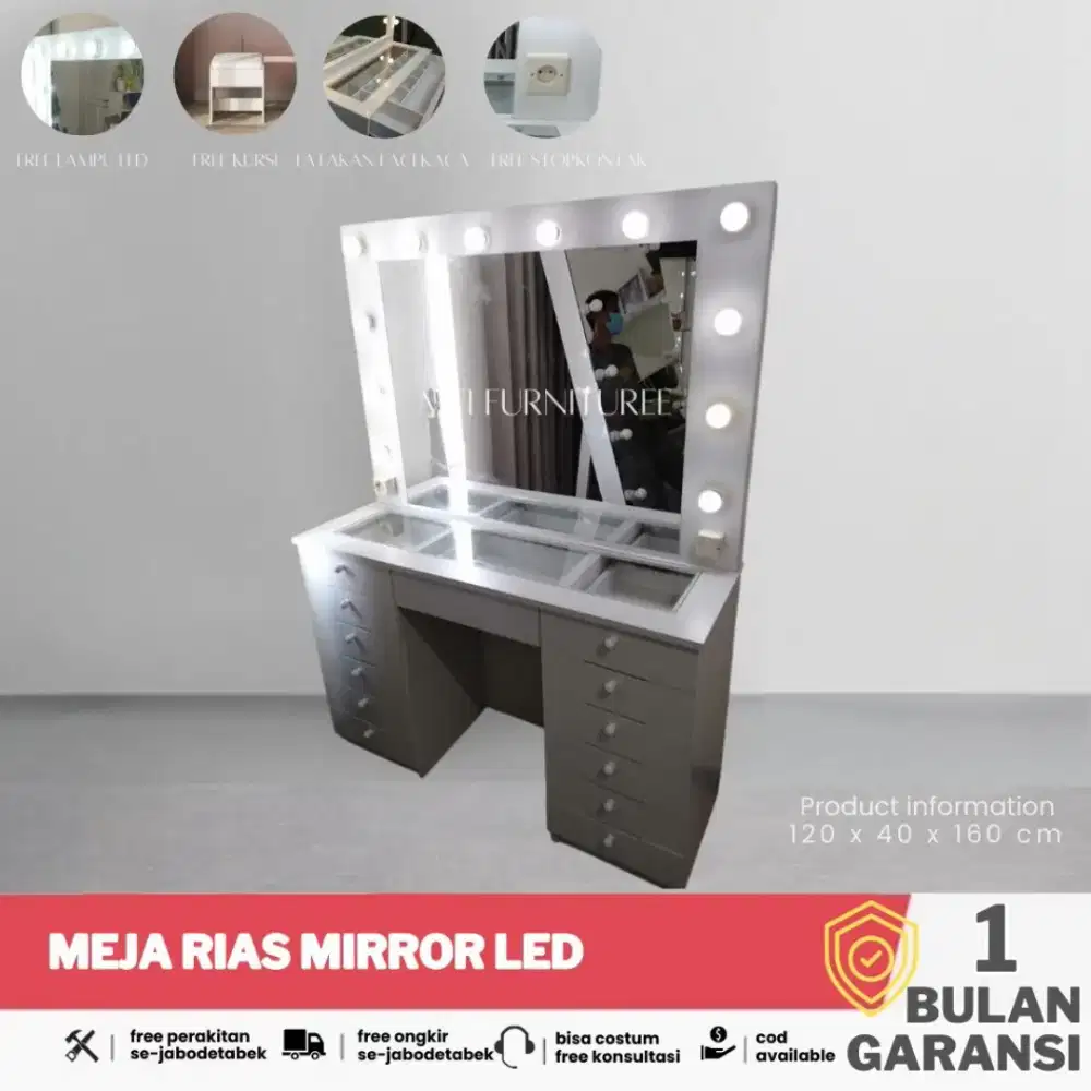 Meja Rias Make Up Minimalis Lampu LED