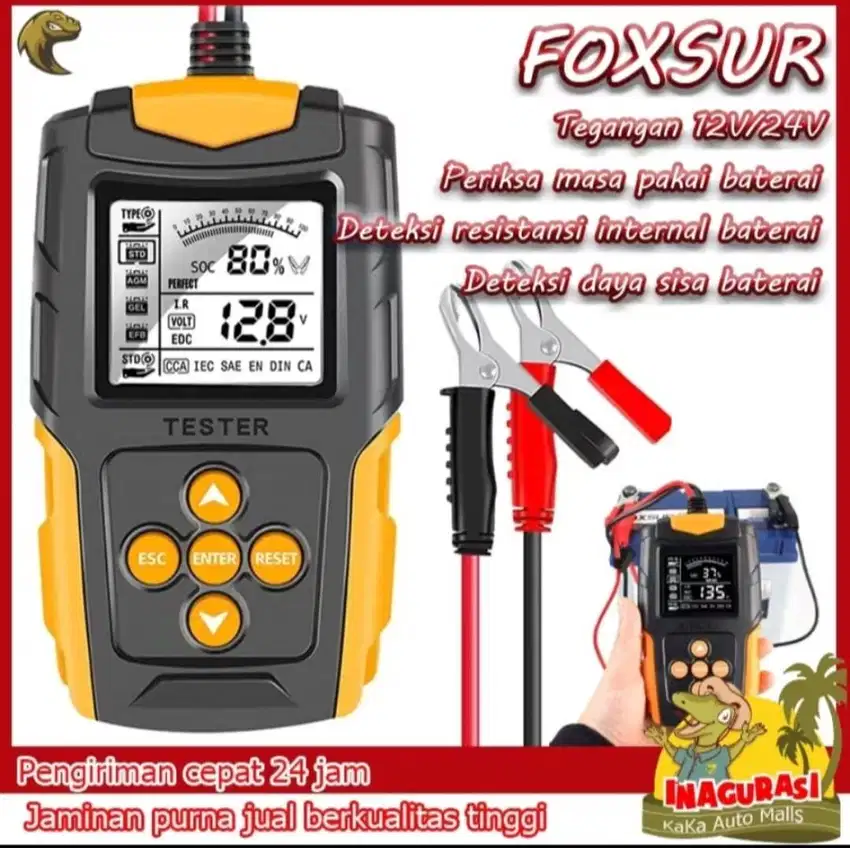 FOXSUR Battery tester Alat tes aki digital