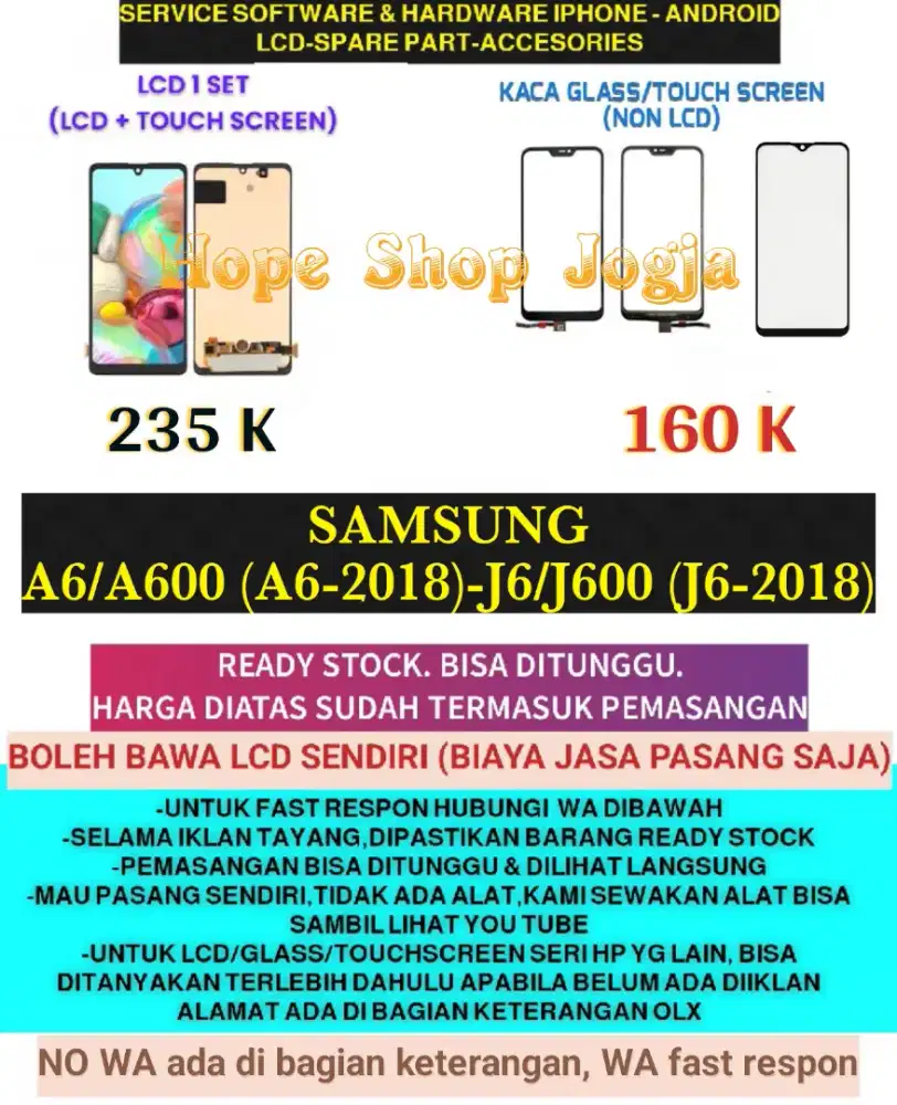 Baterai-Touchscreen-LCD SAMSUNG
A6/A600 (A6-2018)-J6/J600 (J6-2018)