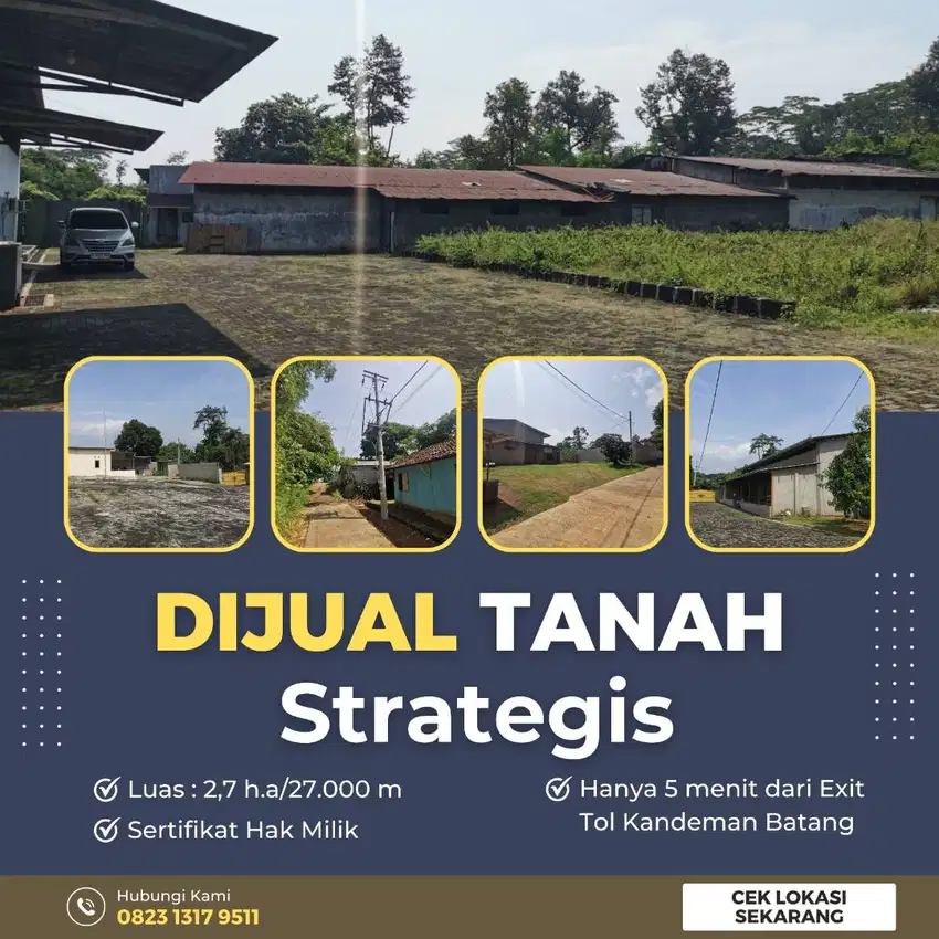 DIJUAL TANAH STRATEGIS,COCOK UNTUK PABRIK/GUDANG & USAHA LAINYA