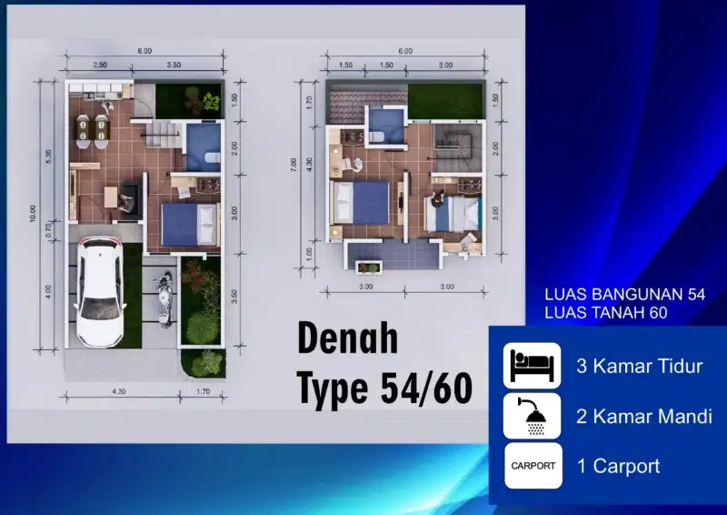 Rumah 2 lantai 3 kamar disekitaran BSD