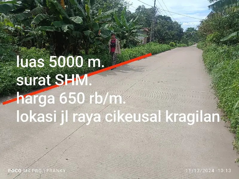 tanah di jalan raya cikeusal kragilan serang banten