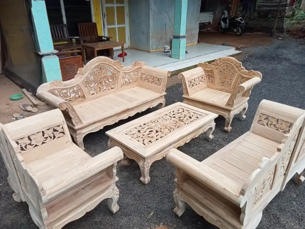 KURSI MADURA JENIS MAWAR GARENGAN STOCK MENTAH BAHAN KAYU JATI