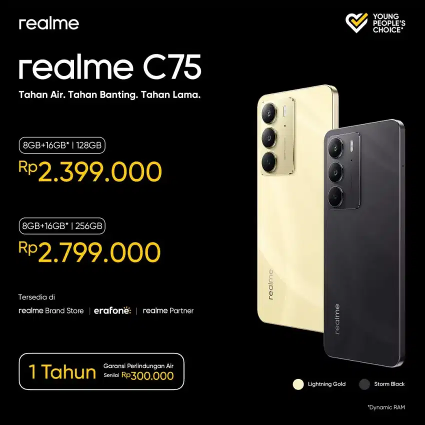 REALME C75 •Tahan Air.Tahan Banting.Tahan Lama