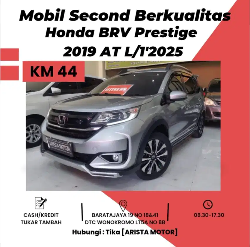 Honda BRV Prestge 2019 AT L/1 Pajak'2025 Km44