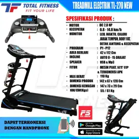 Treadmill elektrik tipe TF incline otomatis 270 seri