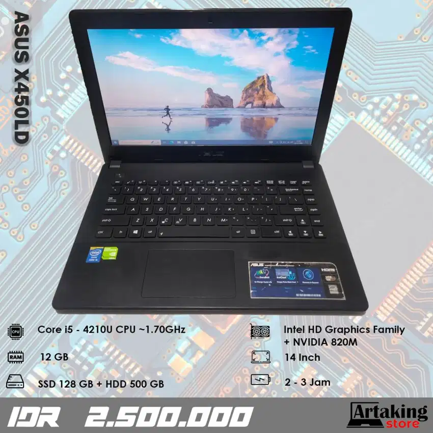 Asus X405LD - Core i5 - Ram 12 GB - Sudah SSD - NVDIA 820M