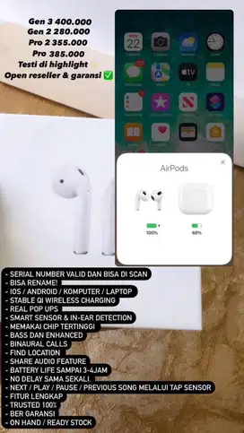 AIR PODS IPHONE LENGKAP