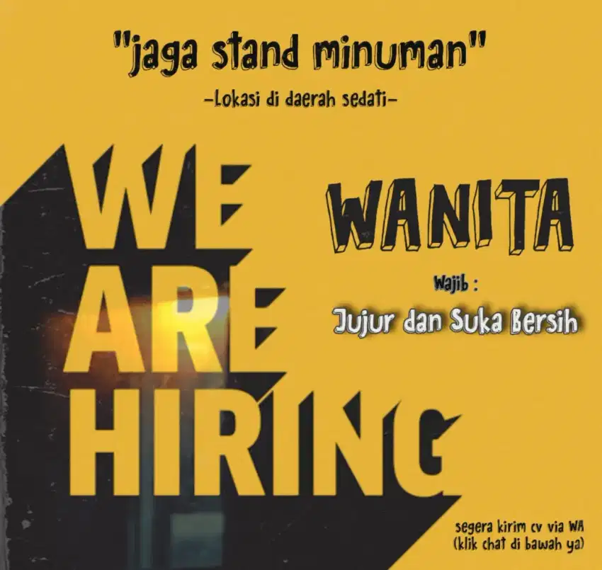 Di butuhkan segera jaga stand minuman