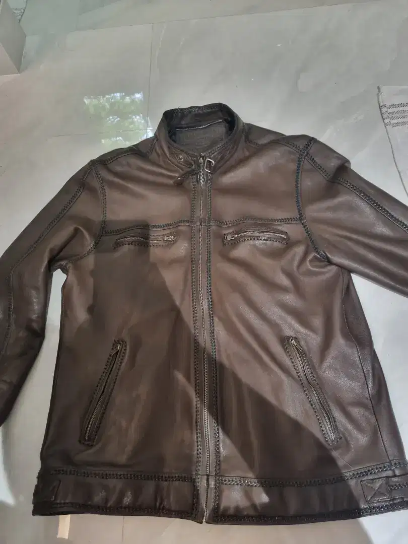 Jaket Kulit Domba Warna Cokelat Asli (XL)