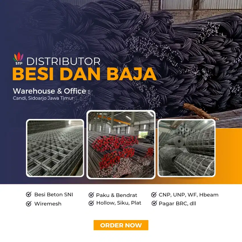 Distributor wiremesh, cnp, unp, bondek, bendrat, besi beton ready stok