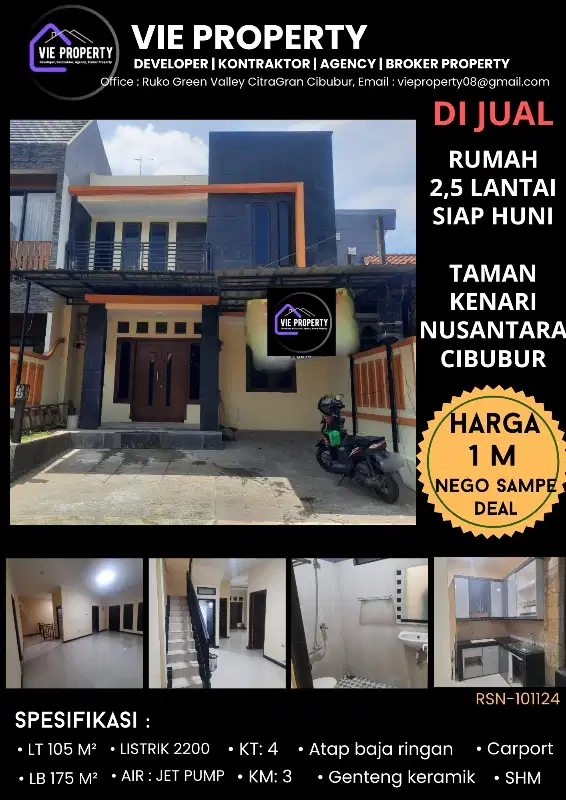 BANTING HARGA!  Dijual rumah murah di Taman Kenari Nusantara Cibubur