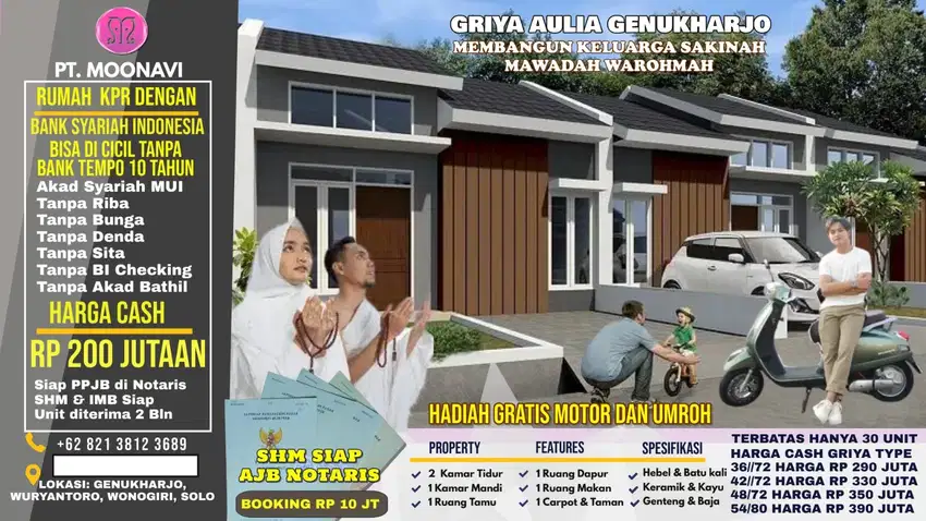 RUMAH SYARIAH DI JUAL DESAIN MODERN MINIMALIS DI WONOGIRI