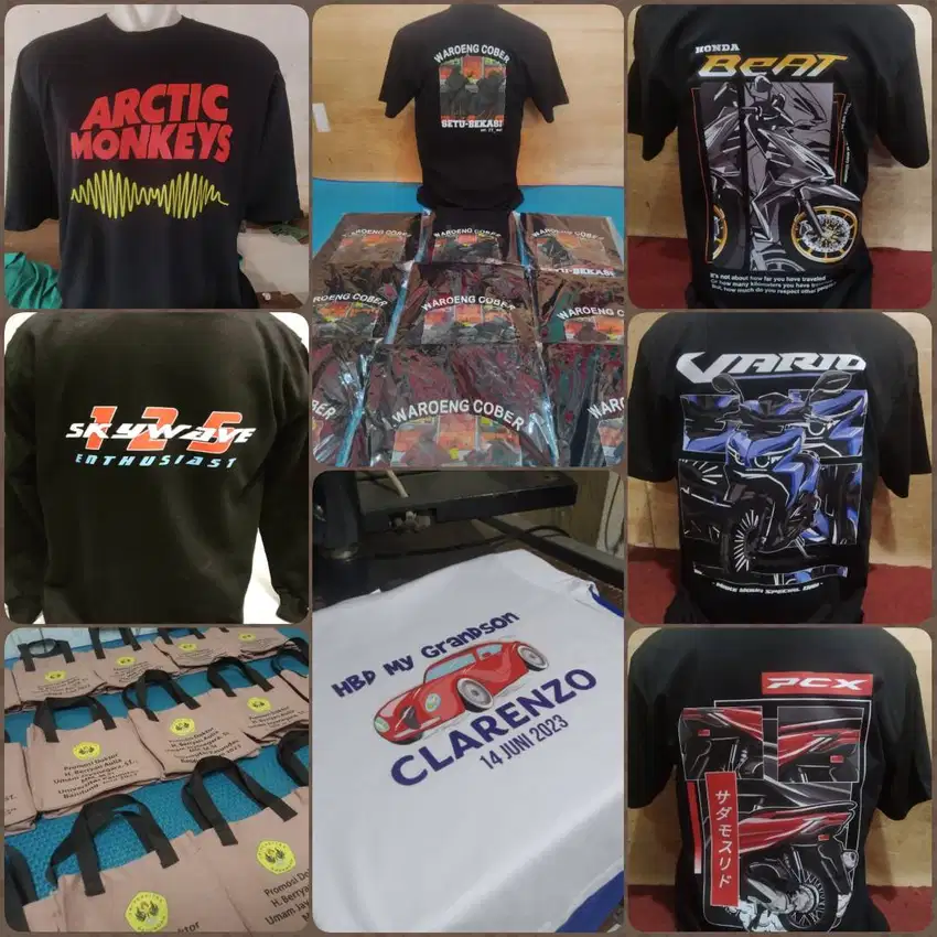 SABLON KAOS,JAKET,HOODIE,TOPI,DLL