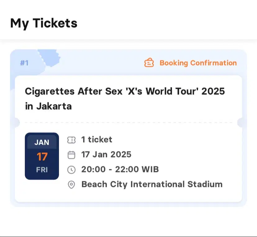 WTS TIKET KONSER CIGARETTES AFTER SEX (CAS) JAKARTA 2025 FESTIVAL A