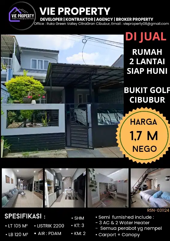 HARGA SPECIAL MURAH RAPIH JUAL RUMAH  SIAP HUNI DI BUKIT GOLF CIBUBUR