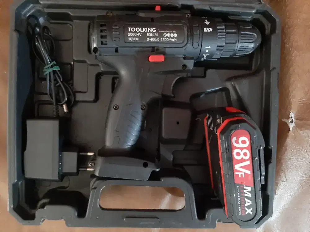 Bor Baterai Murah Merk Toolking Baru 98VF Kuat Bisa Bolak Balik