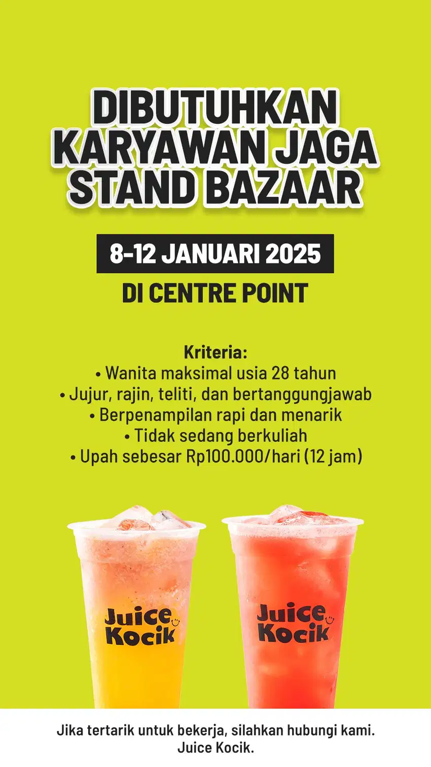 Lowongan Karyawan Stand Bazaar, Medan