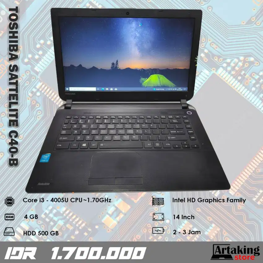 Toshiba Sattelite C40 - B - Core i3 - Ram 4 GB - Normal Siap Pakai