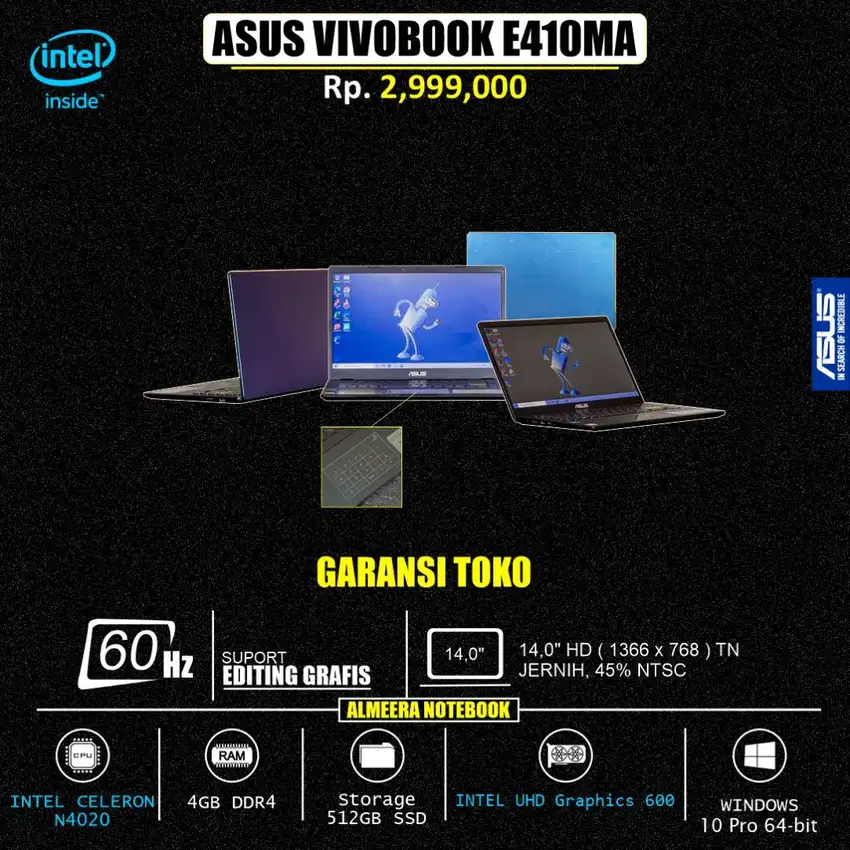 ASUS VIVOBOOK E410MA, SSD 512GB