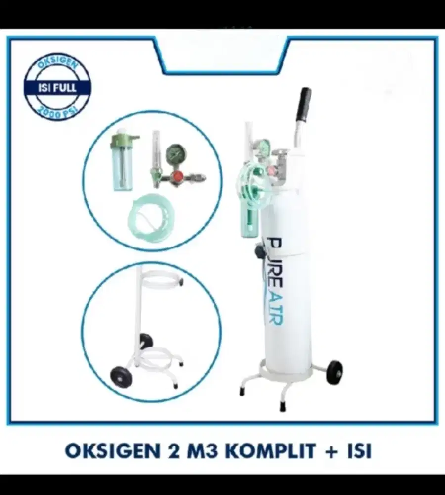 PUREAIR TABUNG OKSIGEN 2M3 Set Komplit 4in1