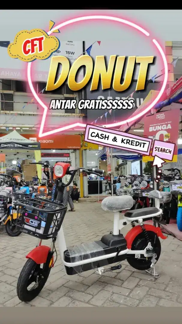 SEPEDA LISTRIK PROSTREET DONUT NEW BERGARANSI RESMI DIJAMIN AMAN