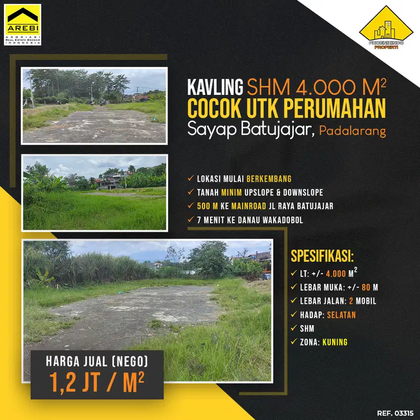 Jual Tanah SHM 4000 m2 Cocok Utk Perumahan Sayap Batujajar, Padalarang