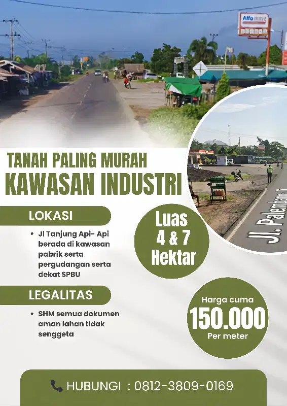 jual lahan industri  murah di tanjung api api