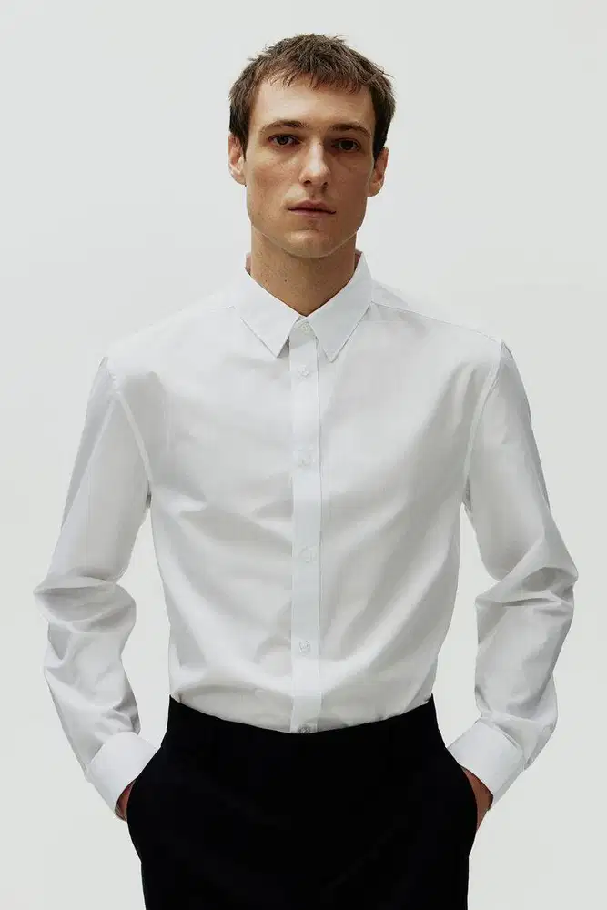 H&M Slim Fit Easy-iron shirt - White XL